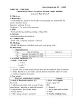 GIÁO ÁN TIẾNG ANH LỚP 5 - TUẦN 11