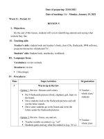 GIÁO ÁN TIẾNG ANH LỚP 1 - TUẦN 21