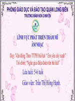 Lĩnh vực PTTM: Âm nhạc Dạỵ: Vận động Theo TTPH bài hát “ Em yêu cây xanh” Trò chơi: “Nghe giai điệu đoán tên bài hát”