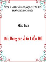 Toán 1 - Tuần 27 - Bảng các số từ 1 đến 100