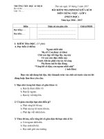 Đề kiểm tra định kì - Giữa học kì II - Khối 1 - Môn Tiếng Việt - Năm học 2016 - 2017