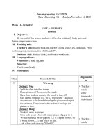 GIÁO ÁN TIẾNG ANH LỚP 1- TUẦN 11