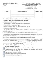 Đề KT khối 5 - Cuối HK I - Môn Khoa học - Năm học 2019 - 2020