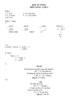 ĐÁP ÁN ĐỀ ÔN TẬP HÈ LỚP 3 LÊN LỚP 4 MÔN TOÁN - ĐỀ SỐ 2 (LẦN 4)