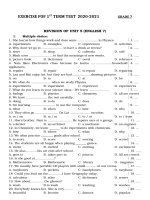 đề cương ôn tập kiểm tra học kỳ i môn anh văn năm học 2020  2021  thcs minh đức