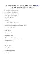 Tải Đề cương ôn thi giữa học kì 2 môn tiếng Anh lớp 7 -  Tài liệu ôn tập giữa học kì II lớp 7