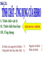 Bài giảng powerpoint hóa 8 bài 31: Tính chất ứng dụng của hidro - t1
