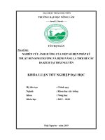 Nghiên cứu ảnh hưởng của một số biện pháp kỹ thuật đến sinh trưởng và bệnh vàng lá thối rễ cây ba kích tại thái nguyên​  