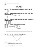 Phiếu luyện tập số 7 môn Toán lớp 2 (3.4.2020).