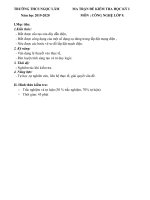 Đề kiểm tra học kì I môn Công Nghệ lớp 9 năm học 2019-2020