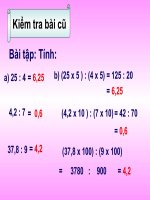 Toán 5 - Tuần 14 - 5A1 - Thanh Tâm: Chia 1 Số tự nhiên cho 1 STP