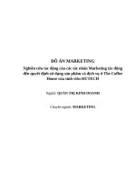 Đồ án Marketing: Nghiên cứu tác động của các tác nhân Marketing tác động đến quyết định sử dụng sản phẩm và dịch vụ ở The Coffee House của sinh viên HUTECH qua áp dụng hệ số Hệ số Cronbach’s Alpha