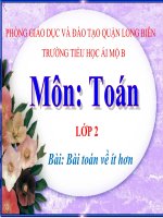 Toán 2- Tuần 6- Bài toán về ít hơn