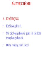 Bài thực hành 1: Làm quen với chương trình bảng tính Excel