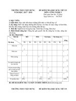 Đề kiểm tra Công Nghệ 9 học kì II năm học 2017 - 2018