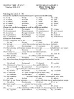 Tải Đề thi khảo sát chất lượng môn Tiếng Anh lớp 11 - Trường THPT Lê Xoay tỉnh Vĩnh Phúc -  Năm học 2010 - 2011