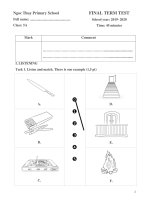 Bài kiểm tra định kì cuối HK 2  - Năm học 2019 - 2020 -  Môn Tiếng Anh  -  Lớp 5