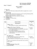 GIÁO ÁN TIẾNG ANH LỚP 1 - TUẦN 3