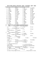 NỘI DUNG ÔN TẬP KIỂM TRA HỌC KỲ II NĂM HỌC 2019-2020