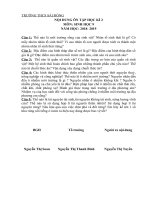 TRỌNG TÂM ÔN TẬP HỌC KÌ 2 MÔN SINH HỌC KHỐI 9 18-19