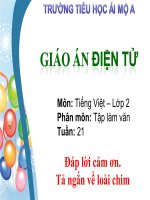 Tuần 21 - TLV - Bài: Đáp lời cảm ơn.Tả ngắn về loài chim