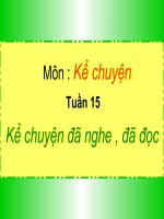 Kể chuyện 4 - Tuần 15 - Bài: Ke chuyen da nghe da doc co nhan vat la nhung do choi cua tre em hoac nhung con vat gan gui voi em