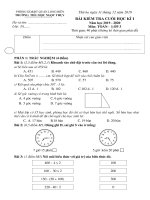 Bài kiểm tra định kì cuối HK2 - Năm học 2019 - 2020 - Môn Toán - Lớp 3