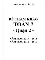 CÁC ĐỀ THAM KHẢO MÔN TOÁN KHỐI 7 HỌC KÌ 1 NĂM HỌC 2017 - 2018, 2018 - 2019, 2019 - 2020