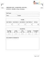 Đề kiểm tra giữa học kỳ I - Khoa học 6