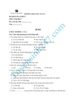 Đề kiểm tra 45 phút lớp 7 môn Sinh học kì 1 - THCS Chu Văn An