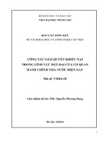 Công tác giải quyết khiếu nại trong lĩnh vực đất đai của cơ quan hành chính nhà nước hiện nay  