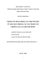 Khảo sát hoạt động của một số liên từ gốc Hán trong các tác phẩm văn chính luận của Hồ Chí Minh