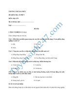 Đề kiểm tra 15 phút lớp 9 môn Địa học kì 1 - THCS Đa Phúc