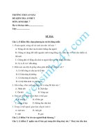 Đề kiểm tra 15 phút lớp 7 môn Sinh kì 1 - THCS An Hải