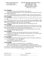 Đề thi học sinh giỏi môn sinh học lớp 9 vòng 1, Phòng GD&ĐT huyện Bình Giang, Hải Dương 2014-2015 - Học Toàn Tập