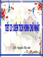 Giáo án Toán 8 - Tiết 27: Diện tích hình chữ nhật GV: Nguyễn Thị Anh - Tổ trưởng tổ Tự nhiên