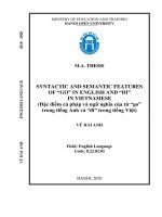 Syntactic and semantic features of “go” in english and “đi” in vietnamese  