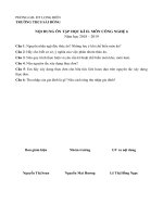 TRỌNG TÂM ÔN TẬP HỌC KÌ 2 MÔN CÔNG NGHỆ KHỐI 6 18-19