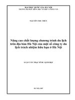 Luận Văn Nâng cao chất lượng chương trình du lịch trên địa bàn Hà Nội của một số công ty du lịch trách nhiệm hữu hạn ở Hà Nội
