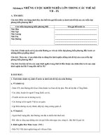 NỘI DUNG ÔN TẬP MÔN SỬ KHỐI 6 7 8 9 LẦN 3