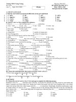 Đề kiểm tra học kì I - Tiếng Anh 7 - Năm học 2020-2021 ...