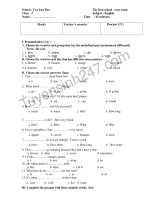 Đề khảo sát chất lượng môn Anh lớp 7 trường THCS Trừ Văn Thố