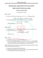 Đề và đáp án đề kiểm tra chọn đội tuyển toán lớp 10 THPT chuyên Trần Đại Nghĩa