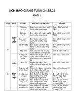 Lịch báo giảng Tuần 24;25;26 của Khối 1.