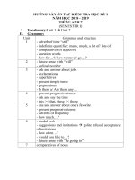 Hướng dẫn ôn tập KT HK1 - Năm học 2018.2019 môn Tiếng Anh - Khối 7