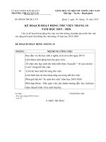 Kế hoạch Thư viện - Tháng 10 năm học 2019-2020.