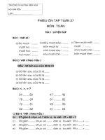 Bài tập thực hành môn Toán lớp 1 - Tuần 27