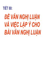 ĐỀ VĂN NGHỊ LUẬN VÀ CÁCH LẬP Ý CHO BÀI VĂN NL