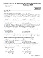 Đề thi tốt nghiệp THPT Quốc Gia môn Vật lí PB 2006-2007 lần 2 mã đề 152 - Học Toàn Tập