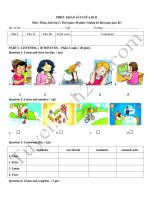 Đề thi giữa kì 2 lớp 5 môn tiếng Anh năm 2019